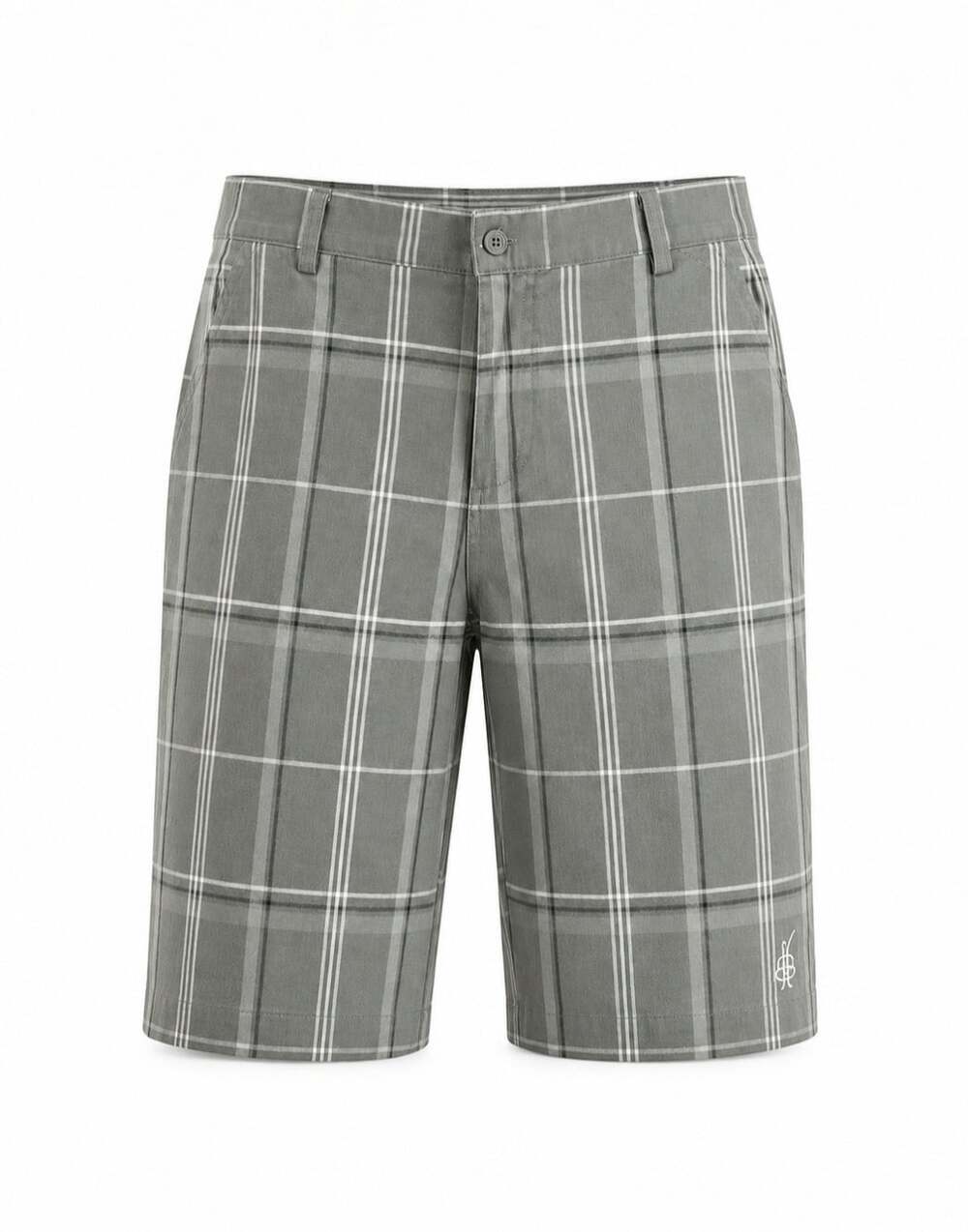 Joker Brand Mens Plaid Long Shorts Size 42 Gray Baggy Skater Hip Hop Y2K